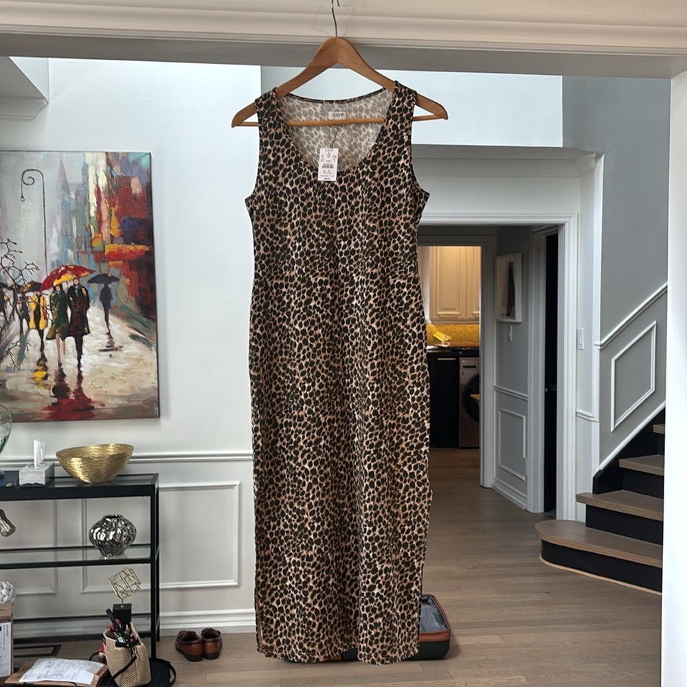 J. Crew Animal Print Sleeveless Midi Dress